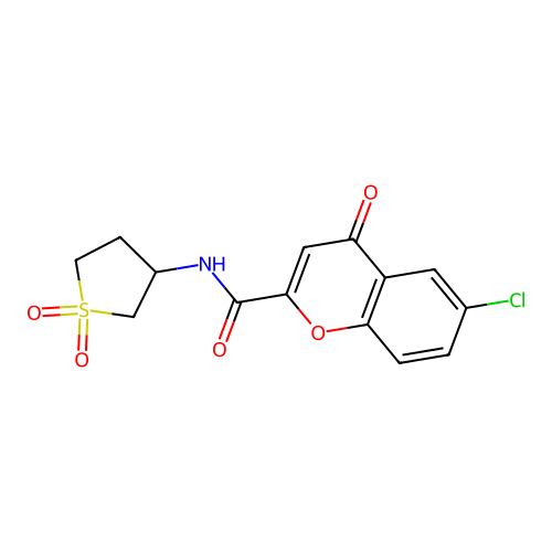 6-chloro-N-(1,1-dioxidotetrahydrothiophen-3-yl)-4-oxo-4H-chromene-2-carboxamide structure