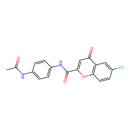N-[4-(acetylamino)phenyl]-6-chloro-4-oxo-4H-chromene-2-carboxamide structure