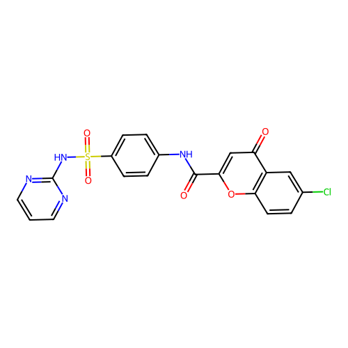 6-chloro-4-oxo-N-[4-(pyrimidin-2-ylsulfamoyl)phenyl]-4H-chromene-2-carboxamide structure