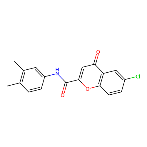 6-chloro-N-(3,4-dimethylphenyl)-4-oxo-4H-chromene-2-carboxamide structure