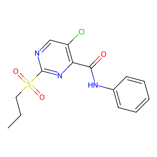 5-chloro-N-phenyl-2-propylsulfonylpyrimidine-4-carboxamide structure