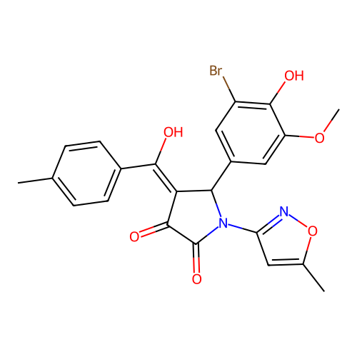 5-(3-bromo-4-hydroxy-5-methoxyphenyl)-3-hydroxy-1-(5-methyl-1,2-oxazol-3-yl)-4-(4-methylbenzoyl)-2,5-dihydro-1H-pyrrol-2-one structure