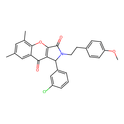 1-(3-chlorophenyl)-2-[2-(4-methoxyphenyl)ethyl]-5,7-dimethyl-1,2-dihydrochromeno[2,3-c]pyrrole-3,9-dione structure