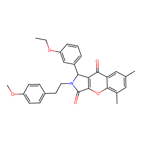 1-(3-ethoxyphenyl)-2-[2-(4-methoxyphenyl)ethyl]-5,7-dimethyl-1,2-dihydrochromeno[2,3-c]pyrrole-3,9-dione structure