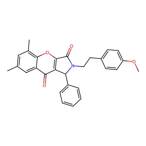 2-[2-(4-methoxyphenyl)ethyl]-5,7-dimethyl-1-phenyl-1,2-dihydrochromeno[2,3-c]pyrrole-3,9-dione structure
