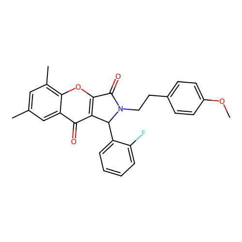 1-(2-fluorophenyl)-2-[2-(4-methoxyphenyl)ethyl]-5,7-dimethyl-1,2-dihydrochromeno[2,3-c]pyrrole-3,9-dione structure