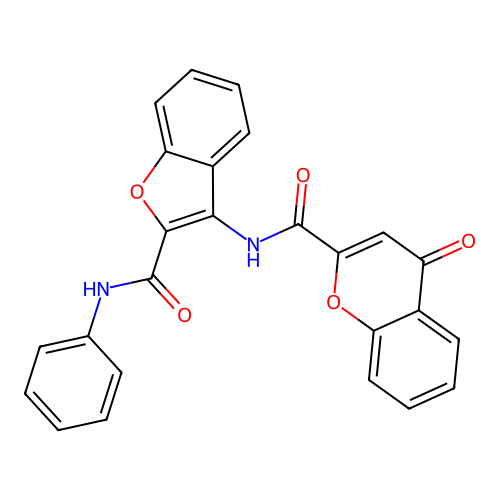 4-oxo-N-[2-(phenylcarbamoyl)-1-benzofuran-3-yl]-4H-chromene-2-carboxamide structure