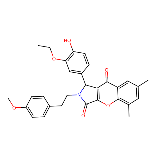 1-(3-ethoxy-4-hydroxyphenyl)-2-[2-(4-methoxyphenyl)ethyl]-5,7-dimethyl-1,2-dihydrochromeno[2,3-c]pyrrole-3,9-dione structure