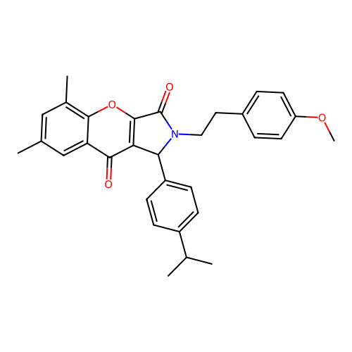 2-[2-(4-methoxyphenyl)ethyl]-5,7-dimethyl-1-[4-(propan-2-yl)phenyl]-1,2-dihydrochromeno[2,3-c]pyrrole-3,9-dione structure