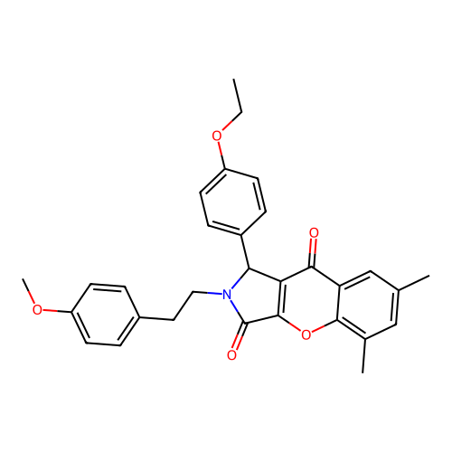 1-(4-ethoxyphenyl)-2-[2-(4-methoxyphenyl)ethyl]-5,7-dimethyl-1,2-dihydrochromeno[2,3-c]pyrrole-3,9-dione structure