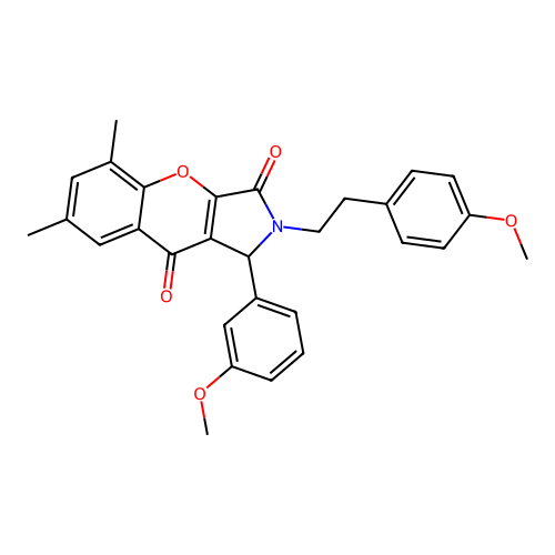 1-(3-methoxyphenyl)-2-[2-(4-methoxyphenyl)ethyl]-5,7-dimethyl-1,2-dihydrochromeno[2,3-c]pyrrole-3,9-dione structure