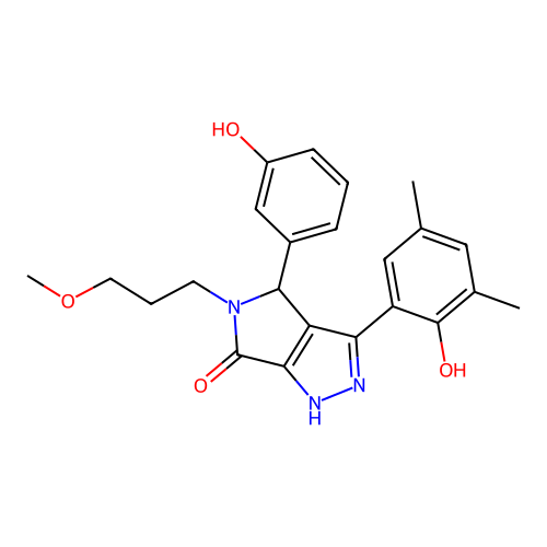 3-(2-hydroxy-3,5-dimethylphenyl)-4-(3-hydroxyphenyl)-5-(3-methoxypropyl)-4,5-dihydropyrrolo[3,4-c]pyrazol-6(2H)-one structure