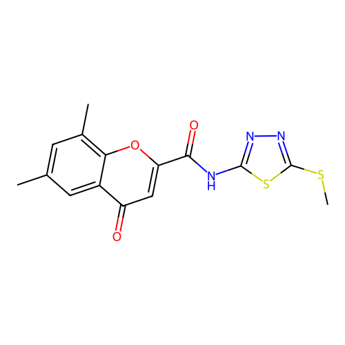 6,8-dimethyl-N-[(2Z)-5-(methylsulfanyl)-1,3,4-thiadiazol-2(3H)-ylidene]-4-oxo-4H-chromene-2-carboxamide structure