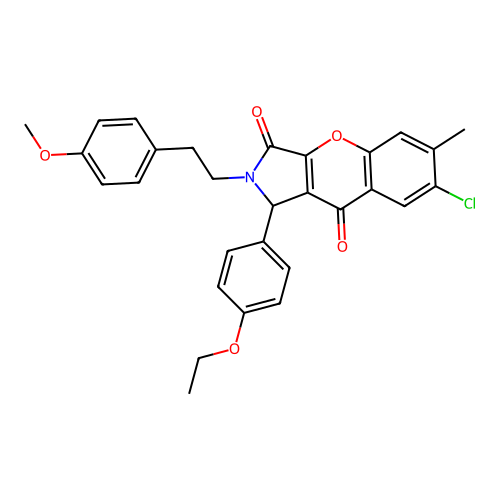 7-chloro-1-(4-ethoxyphenyl)-2-[2-(4-methoxyphenyl)ethyl]-6-methyl-1,2-dihydrochromeno[2,3-c]pyrrole-3,9-dione structure