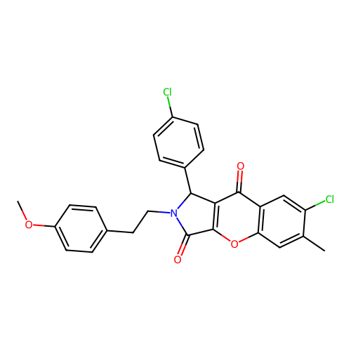 7-chloro-1-(4-chlorophenyl)-2-[2-(4-methoxyphenyl)ethyl]-6-methyl-1,2-dihydrochromeno[2,3-c]pyrrole-3,9-dione structure