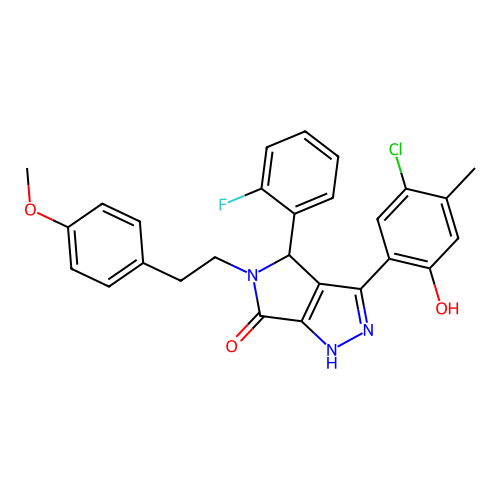 3-(5-chloro-2-hydroxy-4-methylphenyl)-4-(2-fluorophenyl)-5-[2-(4-methoxyphenyl)ethyl]-4,5-dihydropyrrolo[3,4-c]pyrazol-6(2H)-one structure