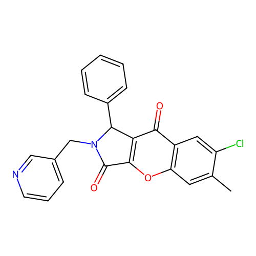 7-chloro-6-methyl-1-phenyl-2-(pyridin-3-ylmethyl)-1,2-dihydrochromeno[2,3-c]pyrrole-3,9-dione structure