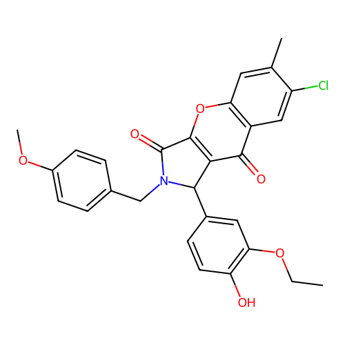 7-chloro-1-(3-ethoxy-4-hydroxyphenyl)-2-(4-methoxybenzyl)-6-methyl-1,2-dihydrochromeno[2,3-c]pyrrole-3,9-dione structure