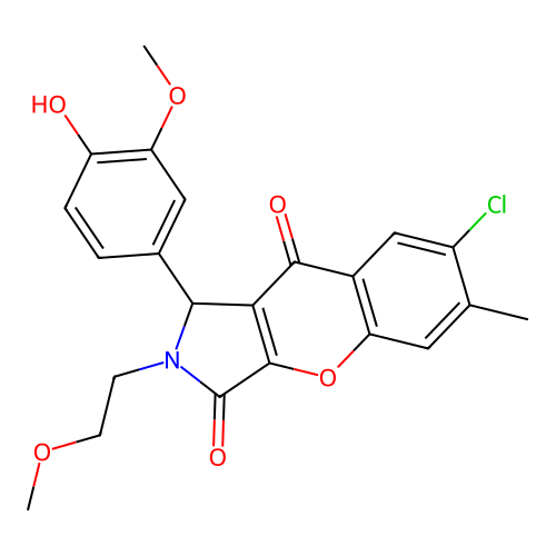 7-chloro-1-(4-hydroxy-3-methoxyphenyl)-2-(2-methoxyethyl)-6-methyl-1,2-dihydrochromeno[2,3-c]pyrrole-3,9-dione structure