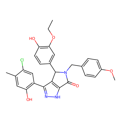 3-(5-chloro-2-hydroxy-4-methylphenyl)-4-(3-ethoxy-4-hydroxyphenyl)-5-(4-methoxybenzyl)-4,5-dihydropyrrolo[3,4-c]pyrazol-6(2H)-one structure