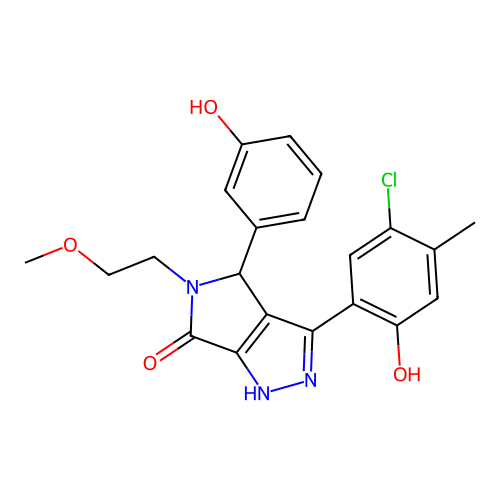 3-(5-chloro-2-hydroxy-4-methylphenyl)-4-(3-hydroxyphenyl)-5-(2-methoxyethyl)-4,5-dihydropyrrolo[3,4-c]pyrazol-6(2H)-one structure
