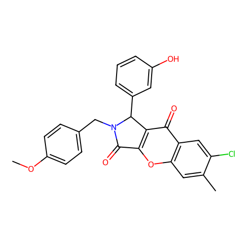 7-chloro-1-(3-hydroxyphenyl)-2-(4-methoxybenzyl)-6-methyl-1,2-dihydrochromeno[2,3-c]pyrrole-3,9-dione structure