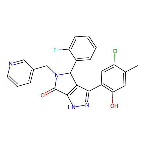 3-(5-chloro-2-hydroxy-4-methylphenyl)-4-(2-fluorophenyl)-5-(pyridin-3-ylmethyl)-4,5-dihydropyrrolo[3,4-c]pyrazol-6(2H)-one structure