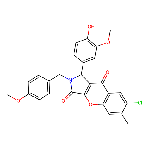 7-chloro-1-(4-hydroxy-3-methoxyphenyl)-2-(4-methoxybenzyl)-6-methyl-1,2-dihydrochromeno[2,3-c]pyrrole-3,9-dione structure
