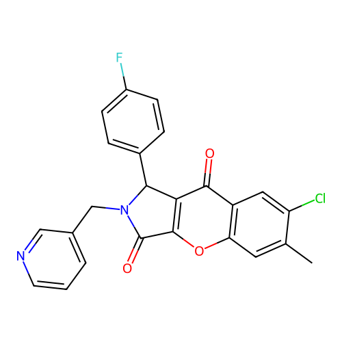 7-chloro-1-(4-fluorophenyl)-6-methyl-2-(pyridin-3-ylmethyl)-1,2-dihydrochromeno[2,3-c]pyrrole-3,9-dione structure