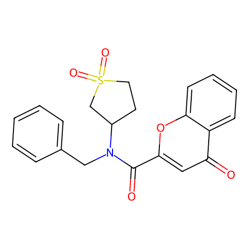 N-benzyl-N-(1,1-dioxidotetrahydrothiophen-3-yl)-4-oxo-4H-chromene-2-carboxamide structure