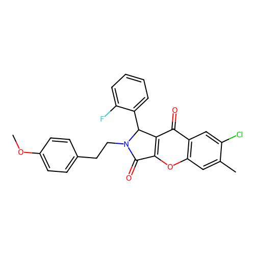 7-chloro-1-(2-fluorophenyl)-2-[2-(4-methoxyphenyl)ethyl]-6-methyl-1,2-dihydrochromeno[2,3-c]pyrrole-3,9-dione structure