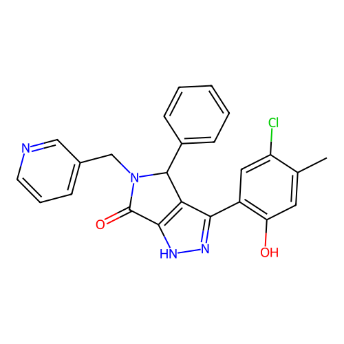 3-(5-chloro-2-hydroxy-4-methylphenyl)-4-phenyl-5-(pyridin-3-ylmethyl)-4,5-dihydropyrrolo[3,4-c]pyrazol-6(2H)-one structure