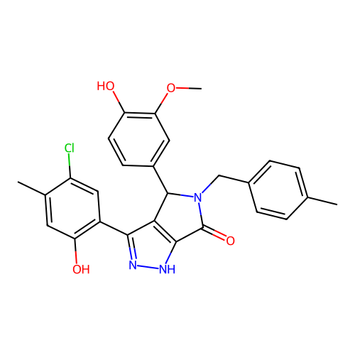 3-(5-chloro-2-hydroxy-4-methylphenyl)-4-(4-hydroxy-3-methoxyphenyl)-5-(4-methylbenzyl)-4,5-dihydropyrrolo[3,4-c]pyrazol-6(2H)-one structure