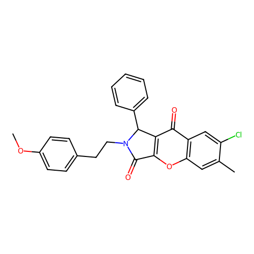7-chloro-2-[2-(4-methoxyphenyl)ethyl]-6-methyl-1-phenyl-1,2-dihydrochromeno[2,3-c]pyrrole-3,9-dione structure