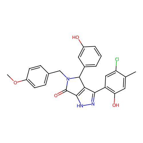 3-(5-chloro-2-hydroxy-4-methylphenyl)-4-(3-hydroxyphenyl)-5-(4-methoxybenzyl)-4,5-dihydropyrrolo[3,4-c]pyrazol-6(2H)-one structure