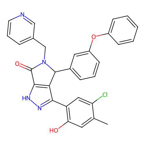 3-(5-chloro-2-hydroxy-4-methylphenyl)-4-(3-phenoxyphenyl)-5-(pyridin-3-ylmethyl)-4,5-dihydropyrrolo[3,4-c]pyrazol-6(2H)-one structure