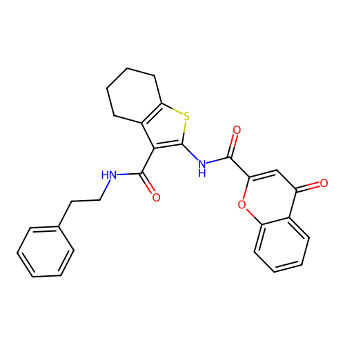 4-oxo-N-{3-[(2-phenylethyl)carbamoyl]-4,5,6,7-tetrahydro-1-benzothiophen-2-yl}-4H-chromene-2-carboxamide structure