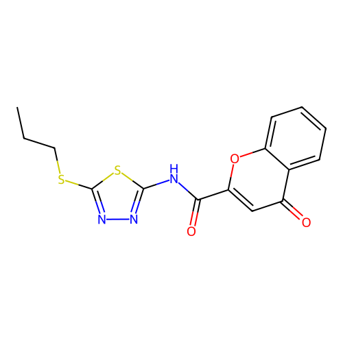 4-oxo-N-[5-(propylsulfanyl)-1,3,4-thiadiazol-2-yl]-4H-chromene-2-carboxamide structure
