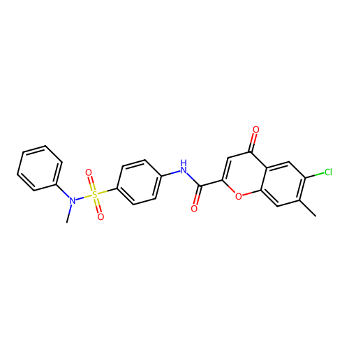 6-chloro-7-methyl-N-{4-[methyl(phenyl)sulfamoyl]phenyl}-4-oxo-4H-chromene-2-carboxamide structure