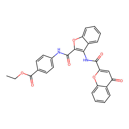 ethyl 4-{[(3-{[(4-oxo-4H-chromen-2-yl)carbonyl]amino}-1-benzofuran-2-yl)carbonyl]amino}benzoate structure