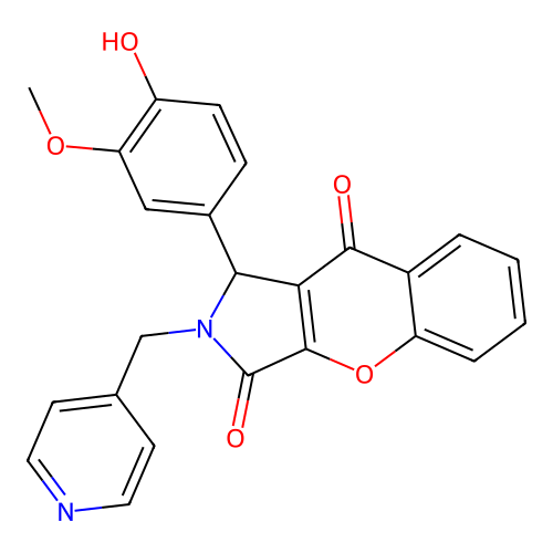 1-(4-hydroxy-3-methoxyphenyl)-2-(pyridin-4-ylmethyl)-1,2-dihydrochromeno[2,3-c]pyrrole-3,9-dione structure