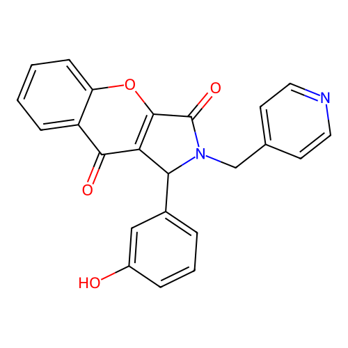 1-(3-hydroxyphenyl)-2-(pyridin-4-ylmethyl)-1,2-dihydrochromeno[2,3-c]pyrrole-3,9-dione structure