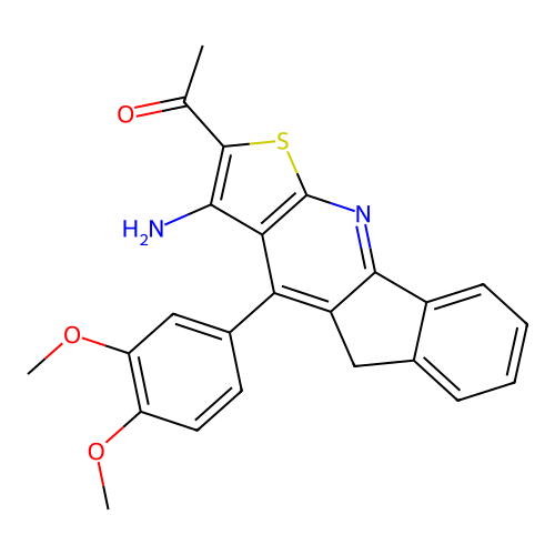 2-Acetyl-3-amino-4-(3,4-dimethoxyphenyl)indeno[2,3-e]thiopheno[2,3-b]pyridine structure