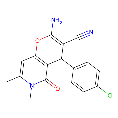 2-amino-4-(4-chlorophenyl)-6,7-dimethyl-5-oxo-5,6-dihydro-4H-pyrano[3,2-c]pyridine-3-carbonitrile structure