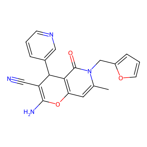2-amino-6-(2-furanylmethyl)-7-methyl-5-oxo-4-(3-pyridinyl)-4H-pyrano[3,2-c]pyridine-3-carbonitrile structure