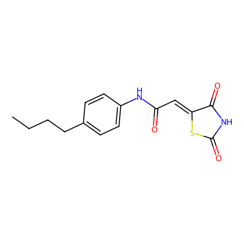 (Z)-N-(4-butylphenyl)-2-(2,4-dioxothiazolidin-5-ylidene)acetamide structure