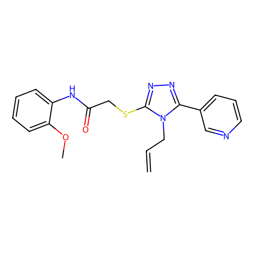 N-(2-methoxyphenyl)-2-[(4-prop-2-enyl-5-pyridin-3-yl-1,2,4-triazol-3-yl)sulfanyl]acetamide structure