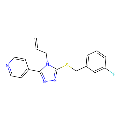 4-[5-[(3-Fluorophenyl)methylsulfanyl]-4-prop-2-enyl-1,2,4-triazol-3-yl]pyridine structure