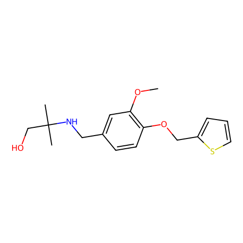2-{[3-Methoxy-4-(thiophen-2-ylmethoxy)benzyl]amino}-2-methylpropan-1-ol structure