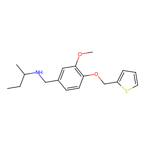N-[3-methoxy-4-(thiophen-2-ylmethoxy)benzyl]butan-2-amine structure
